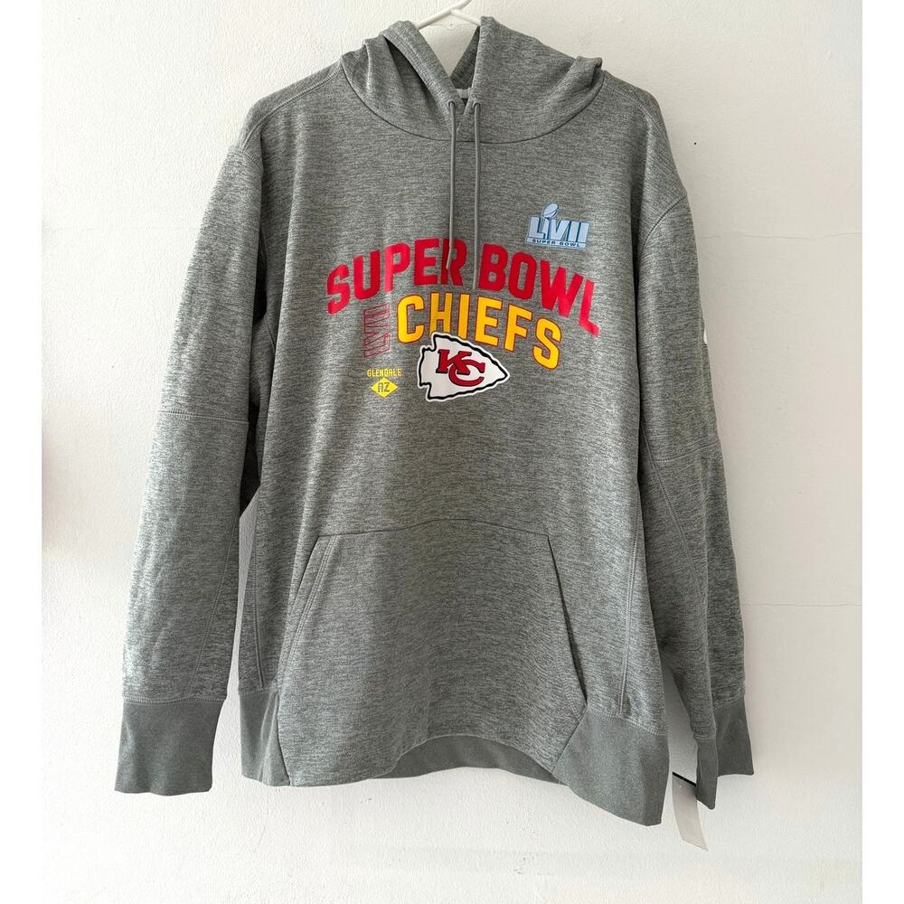 Nike Kansas City Chiefs Super Bowl LVII Champions Hoodie LN Large Gray NFL